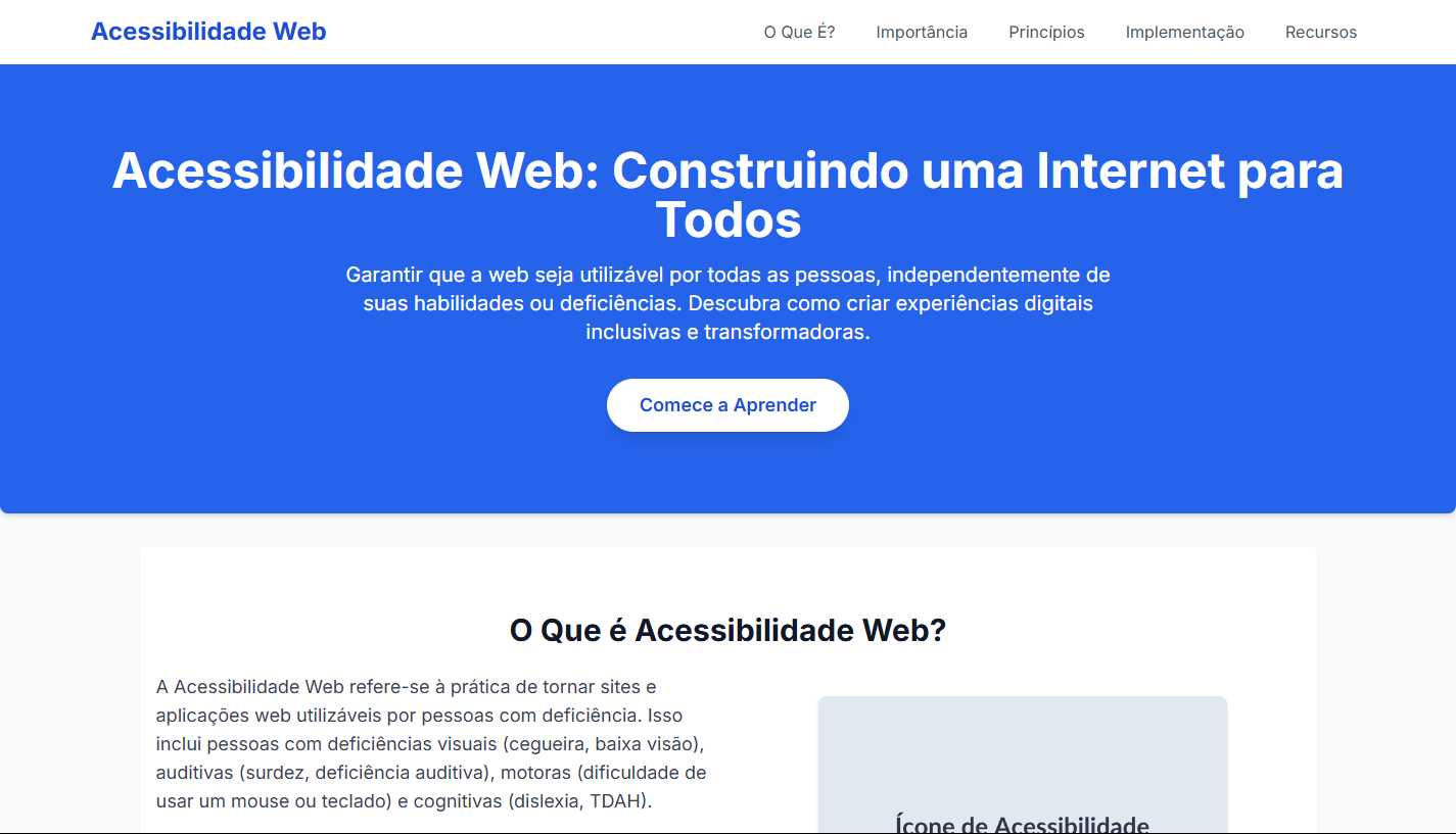 Preview do projeto sobre acessibilidade web.